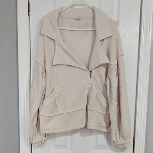 POL Cream Utility Jacket with Asymmetrical Zipper